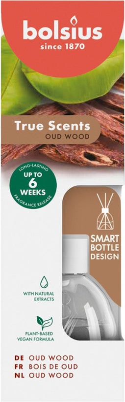 Bolsius - True Scents - Geurstokjes - 60 ml - Oud Wood