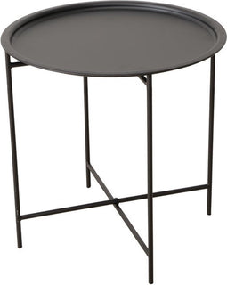 Boltze bijzettafel Rocko zwart metaal 46 cm inclusief dienblad