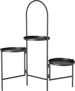 Boltze Mareta plantentafel met 3 plateaus zwart metaal