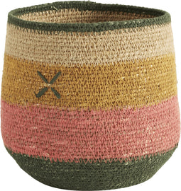 Bonheur du Jour Bohemian bloempot/geweven mandje van zeegras - Ø17x16cm - Croix Corail