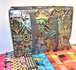Boodschappentas 90x60x28cm met rits set van 2 - boodschappen tas fleurig - BIG shopper- reistas - waszak - 2 kleuren assorti verschillende kleuren
