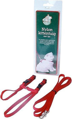 Boon kittentuig met lijn nylon rood rood