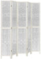 vidaXL - Kamerscherm - met - 5 - panelen - massief - paulowniahout - wit