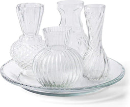 Set van 4 vaasjes en onderbord 'ludo' h13 d22,5 cm
