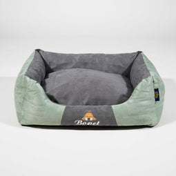Bopet Hondenmand Zacht en Stevig, Anti-Slip en Wasbaar - Grijs/Groen - M 58 x 48 x 15 cm. - Voor Klein / Middelgroot Hondenras