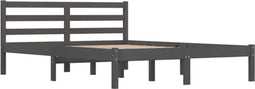 vidaXL - Bedframe - massief - grenenhout - grijs - 135x190 - cm