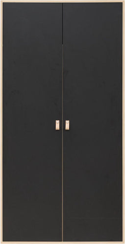 Bopita Lucas 2-deurskast - Mat Zwart/Naturel