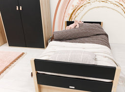 Bopita Lucas bed 90x200 - Mat Zwart/Naturel