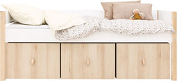 Bopita Lucas compactbed 90x200 met 3 opbergbakken - Wit/Naturel