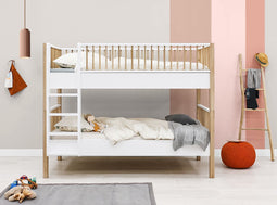 Bopita Mika combi-stapelbed 90x200 - Wit/Eiken