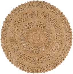 vidaXL - Tapijt - rond - 90 - cm - gevlochten - jute