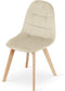 BORA Stoel - Beige Velvet, Houten Poten, Functioneel Ontwerp en Comfortabele Zitting voor Woonkamer, Keuken, Slaapkamer en Eetkamer, Max. 120 kg