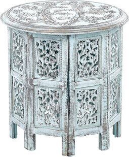 BORAI - Bijzettafel - Lichtblauw - Mangohout