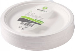 Bord Biodore suikerriet 180mm wit 50 stuks