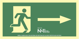 Bord Normaluz Evacuación flecha derecha PVC (32 x 16 cm)