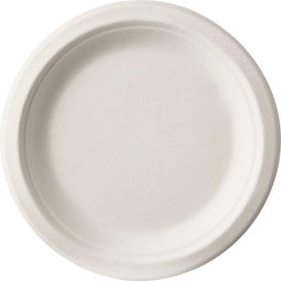 Bord pure, rond, wit, diameter 15 cm, uit suikerriet, pak van 50 stuks