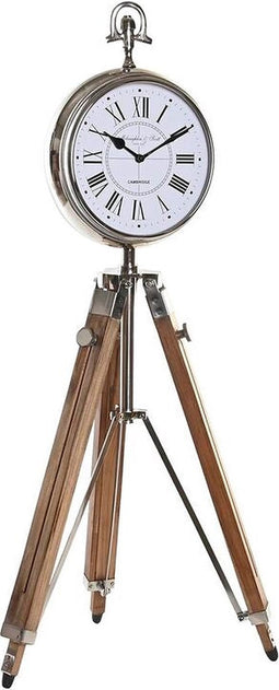 Bordsklocka DKD Home Decor 22 x 40 x 80 cm Natuurlijk Zilverkleurig Aluminium Statief Mangohout Traditioneel