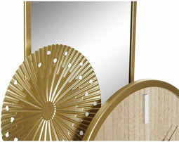 Bordsklocka DKD Home Decor 26 x 8 x 53 cm Spiegel Natuurlijk Gouden Metaal Hout MDF