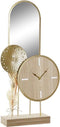 Bordsklocka DKD Home Decor 26 x 8 x 53 cm Spiegel Natuurlijk Gouden Metaal Hout MDF