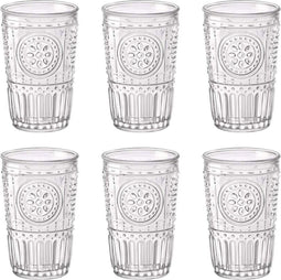 Bormioli Rocco Romantic Waterglas - 320 ml - Glas met stevige grip - Relief glas - Glazenset - 6 stuks