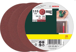 Bosch 25-delige schuurbladenset voor excenterschuurmachines 115 mm - korrel 80; 120; 240