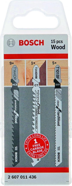 Bosch 2607011436 Decoupeerzaagbladen set incl. gratis carbide blad - Hout (15st)
