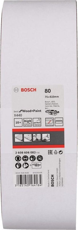 Bosch 2608606082 Schuurband X440 - K80 - 75 x 533mm (10st)