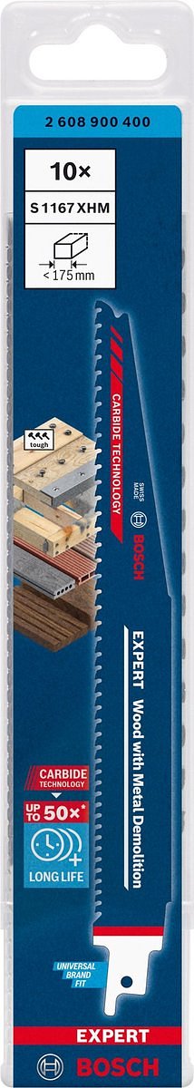 Bosch 2608900400 EXPERT Reciprozaagblad S1167XHM 10st Wood with Metal Demolition