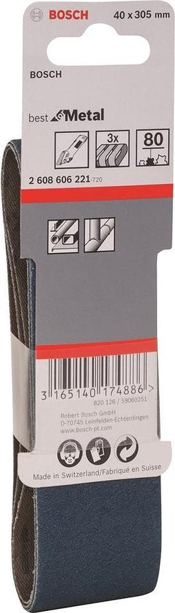 Bosch - 3-delige schuurbandset 40 x 305 mm - 80