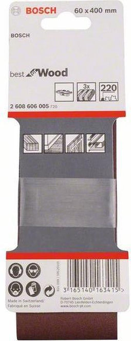 Bosch - 3-delige schuurbandset 60 x 400 mm - 220