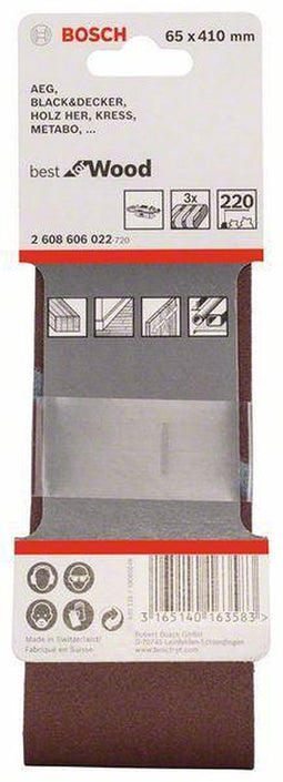 Bosch - 3-delige schuurbandset 65 x 410 mm - 220