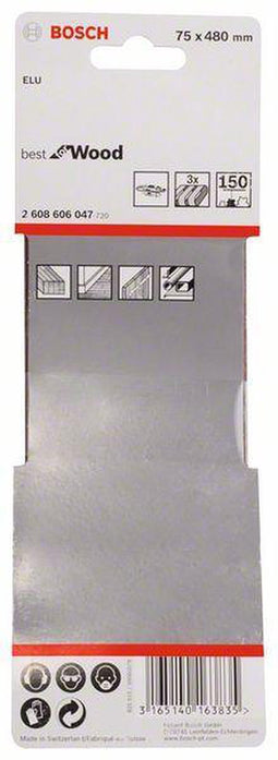 Bosch - 3-delige schuurbandset 75 x 480 mm - 150