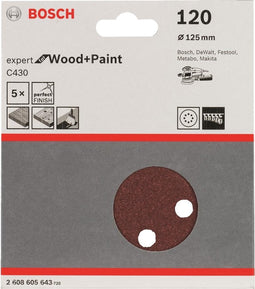 Bosch - 5-delige schuurbladenset 125 mm, 120