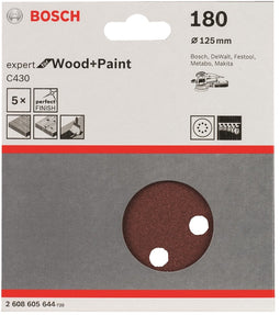 Bosch - 5-delige schuurbladenset 125 mm, 180