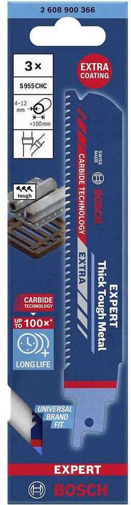 Bosch Accessories 2608900366 Expert 'Thick Tough Metal' S 955 CHC reciprozaagblad, 3 stuks Zaagbladlengte 150 mm 3 stuk
