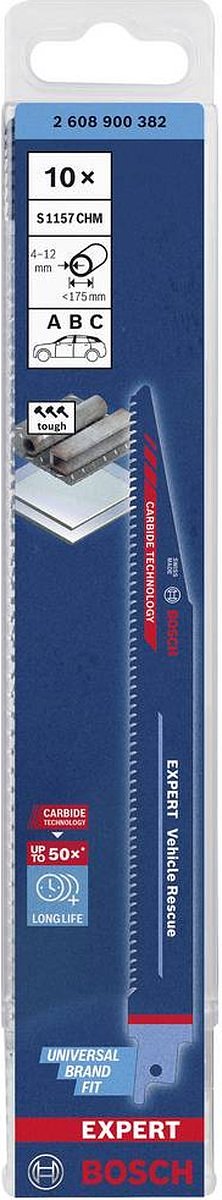 Bosch Accessories 2608900382 Expert 'Vehicle Rescue' S 1157 CHM reciprozaagblad, 10 stuks Zaagbladlengte 225 mm 10 stuk
