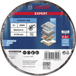 Bosch Accessories 2608901386 EXPERT N880 vliesschijf voor excentrische schuurmachine, 128 mm, middel, 5-delig N/A 5 stuk(s)