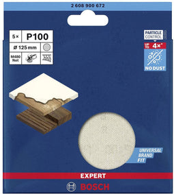 Bosch Accessories EXPERT M480 2608900672 Schuurnet voor excentrische schuurmachine Ongeperforeerd Korrelgrootte 100 (Ø) 125 mm 5 stuk(s)