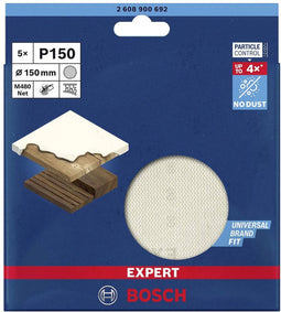 Bosch Accessories EXPERT M480 2608900692 Schuurnet voor excentrische schuurmachine Ongeperforeerd Korrelgrootte 150 (Ø) 150 mm 5 stuk(s)
