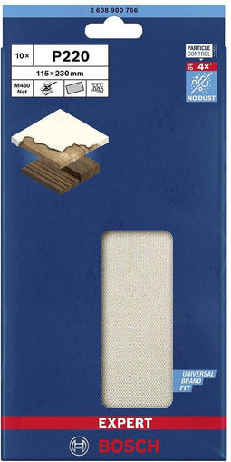 Bosch Accessories EXPERT M480 2608900766 Schuurnet voor vlakschuurmachine Ongeperforeerd Korrelgrootte 220 (l x b) 230 mm x 115 mm 10 stuk(s)