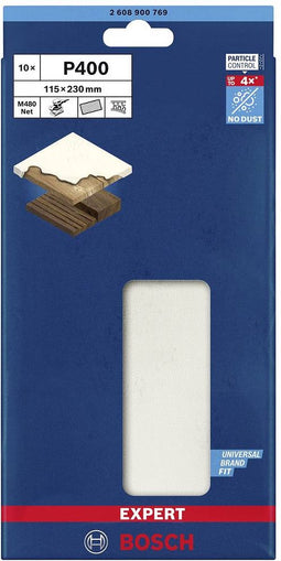 Bosch Accessories EXPERT M480 2608900769 Schuurnet voor vlakschuurmachine Ongeperforeerd Korrelgrootte 400 (l x b) 230 mm x 115 mm 10 stuk(s)