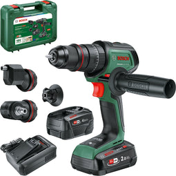 Bosch AdvancedImpact 18V-80 QuickSnap - Accuklopboorschroevendraaier - Inclusief Magnetische schroefhouder,excenteropzetstuk, haakse opzetstuk, 13 mm boorhouder, schroefbit - 2x 18V Li-Ion accu (2.5 & 4.0 Ah), 45-min lader