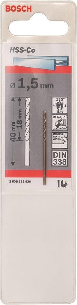 Bosch - Metaalboren HSS-Co, Standard 1,5 x 18 x 40 mm