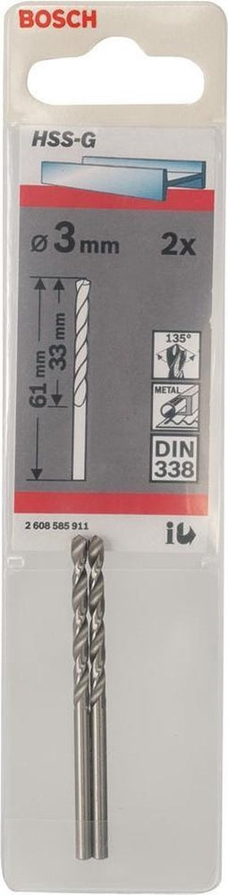 Bosch - Metaalboren HSS-G, Standard 3 x 33 x 61 mm