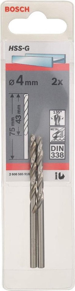 Bosch - Metaalboren HSS-G, Standard 4 x 43 x 75 mm