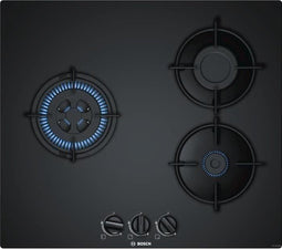 BOSCH PNC6B6B10 Gaskookplaat - 3 branders - 7500 W - B 59 x D 52 cm - Glascoating - Zwarte kleurGeen taal