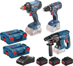 Bosch Professional 3 TOOLKIT GSR 18V-28 + GDX 18V-180 + GBH 18V-21 | 3x 4,0 Ah ProCore | L-Boxx