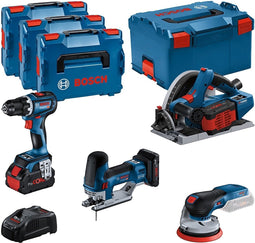 Bosch Professional Accu Toolkit 4-delig 18V GSR+GKT+GST+GEX in L-Boxx - 0615990N36