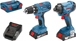 Bosch Professional Gereedschapscombiset - GSR 18V-21 accuschroefboormachine - GDR 18V-160 slagschroevendraaier - Met 2x 2.0Ah accu - in L-boxx