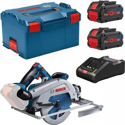 Bosch Professional GKS 18V-68 GC Cirkelzaag - BITURBO - Met 2x 18V (8.0 Ah) en lader - Incl. zaagblad en parallelgeleider - in L-Boxx